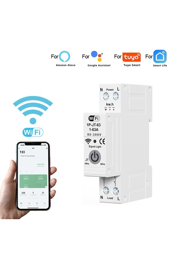 For Tuya Wifi Circuit Breaker with Voice Control and Flexible Scheduling Options for Efficient Energy Management