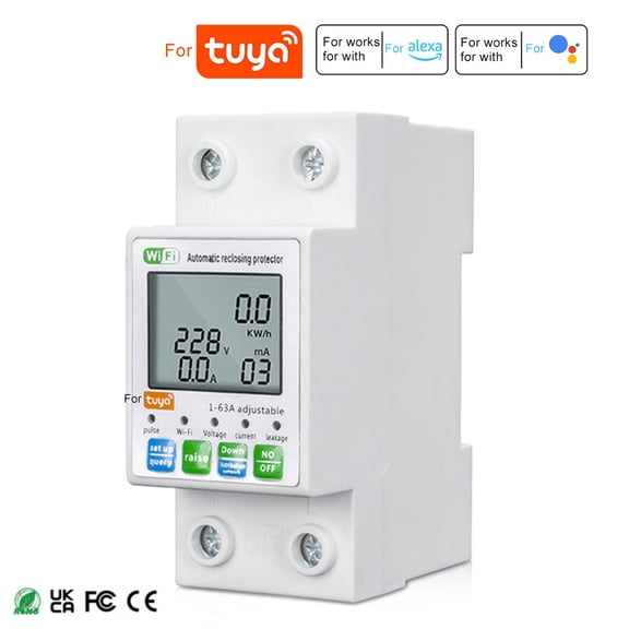 For Tuya Wifi Smart Reset Protector Switch Current Breaker Meter Ac80-300V