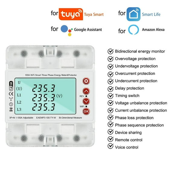 For Tuya for WiFi three-phase meter over-voltage and under-voltage protector