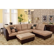 For-U Furnishing Charming Beige MicroFiber Sectional Sofa, Righe Facing Chaise, 74.5D x 103.5W x 35H