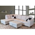 thumbnail image 1 of For-U Furnishing Classic White Faux Leather Sectional Sofa, Left Facing Chaise, 74.5"D x 103.5"W x 35"H, 1 of 1