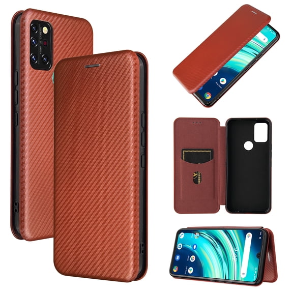 For UMIDIGI A9 Pro Carbon Fiber Texture Horizontal Flip TPU + PC + PU Leather Case with Card Slot