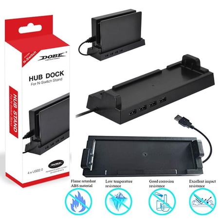 For USB 2.0 Hub Transmission Base Dock 4 USB Port External Splitter Expansion Adapter Stand for Nintendo Switch Game Console