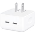thumbnail image 1 of For Universal Fast Charge 35W PD Foldable Dual USB-Type-C Port Compact Input Home / Travel Power Adapter Plug Wall Charger White, 1 of 7