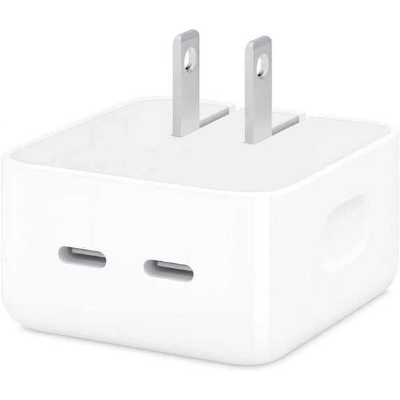 For Universal Fast Charge 35W PD Foldable Dual USB-Type-C Port Compact Input Home / Travel Power Adapter Plug Wall Charger White