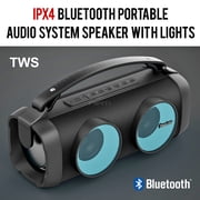 For Universal Outdoor Waterproof 2.5" Woofer Portable Boombox Wireless Bluetooth Stereo with Light Speaker Black