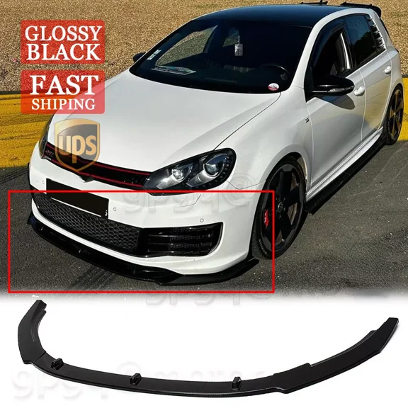 For VW Golf MK6 GTI GTD 2010-2013 Gloss Black Front Bumper Lip Chin Splitter Kit