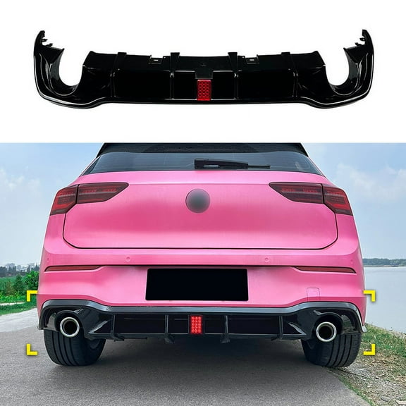 For VW Golf MK8 GTI 2020-2024 Body Kit Rear Bumper Splitter Glossy Black With Lamp Style Rear Bumper Cover Car Accessories