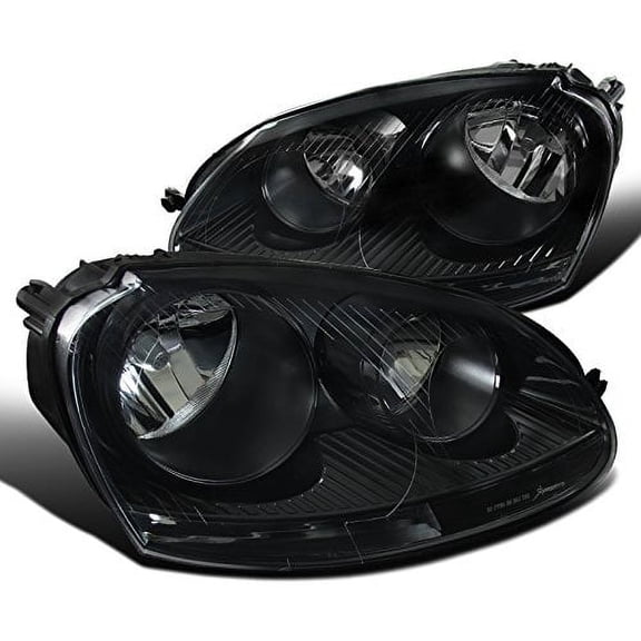 For VW Jetta Golf Rabbit Euro Black Clear Headlights Head Lamps Pair