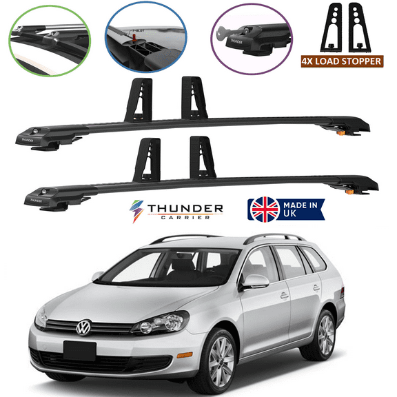 For VW Jetta Sport Wagen 2009 2014 Roof Rack Cross Bars Rails Black