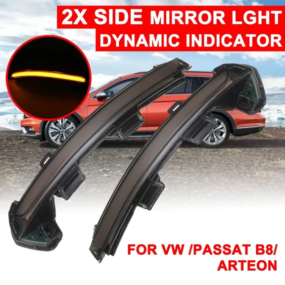 For VW Passat B8 2015-2018 For Volkswagen Arteon 1 Pair Rearview Mirror Signal Lamp Car Highlight LED Dynamic Turn Light Yellow