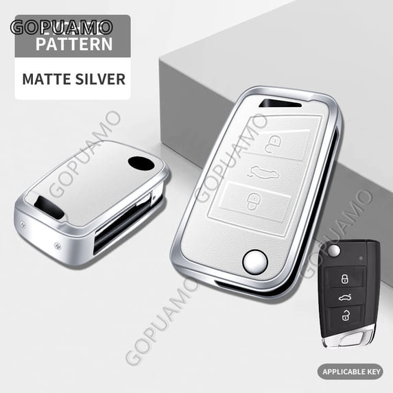 For VW Volkseagen B 3 buttons Passat B8 Magotan Protection Shell Bag Zinc alloy+leather Car Key Case Cover Bag