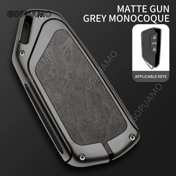For VW Volkswagen D 3 buttons key case Golf 8 Accessories Zinc alloy+leather Car Remote Key Case Cover Shell Fob
