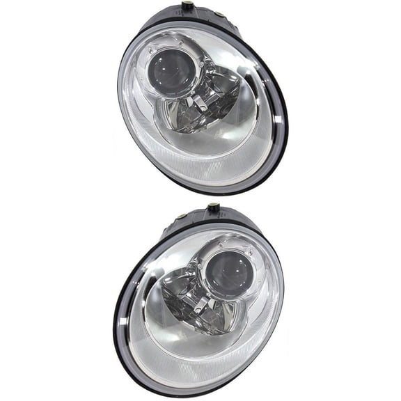 For Volkswagen Beetle Head Light Assembly 2006 2007 2008 2009 2010 Driver and Passenger Side w/Bulbs Replaces VW2518109 CAPA Certified VW2519109