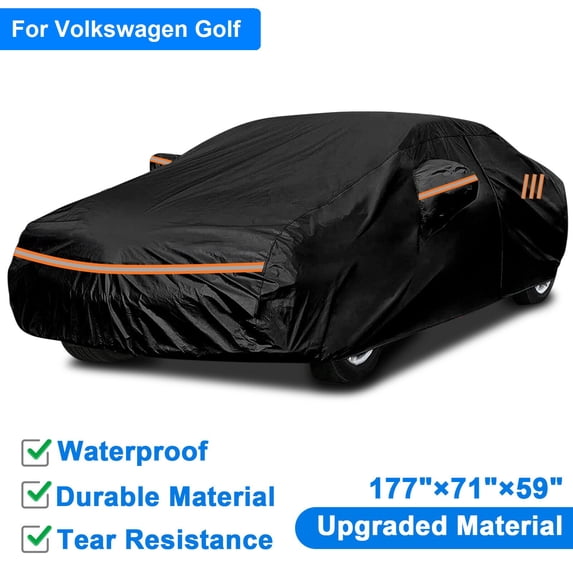 For Volkswagen Golf Sedan Car Cover Waterproof Automobile Exterior Cover Outdoor Rain Snow Dust Sun Protection All Weather Black