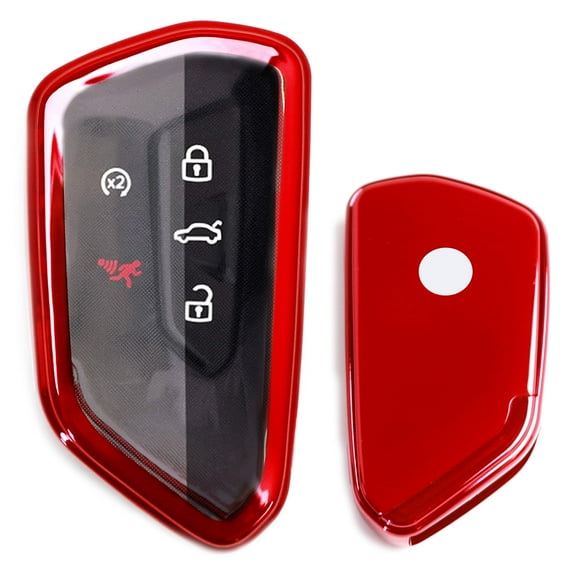 For Volkswagen MK8 Golf/GTI, Skoda Octavia 3/4/5-Button Smart Key Gloss Red TPU Key Fob Protective Case w/Face Button Panel Cover
