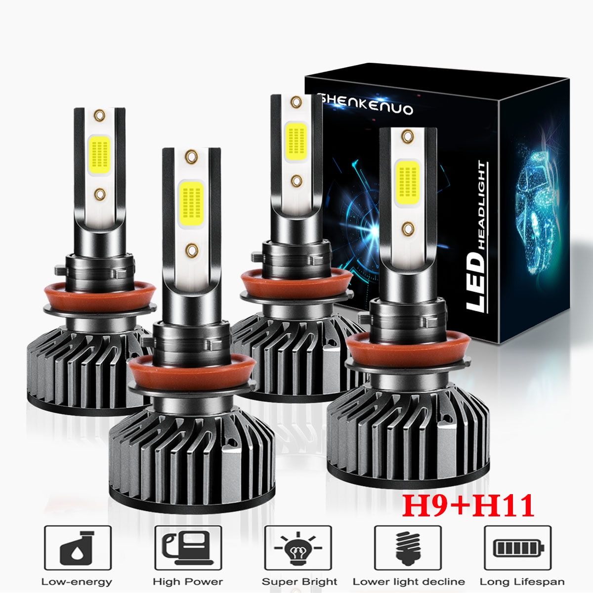 For Volvo S60 2012-2013 Headlights H9 LED High Beam and H11 Low Beam ...