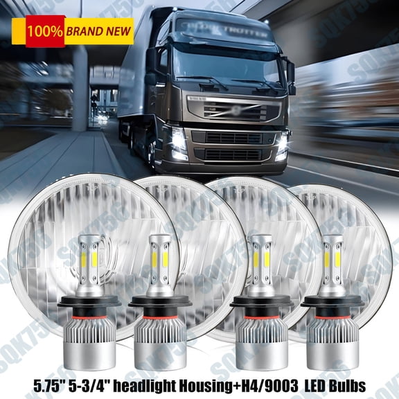 For Volvo VHD 2001-2019 4x 5-3/4" 5.75 Inch LED Projector Headlight Headlamp Kit