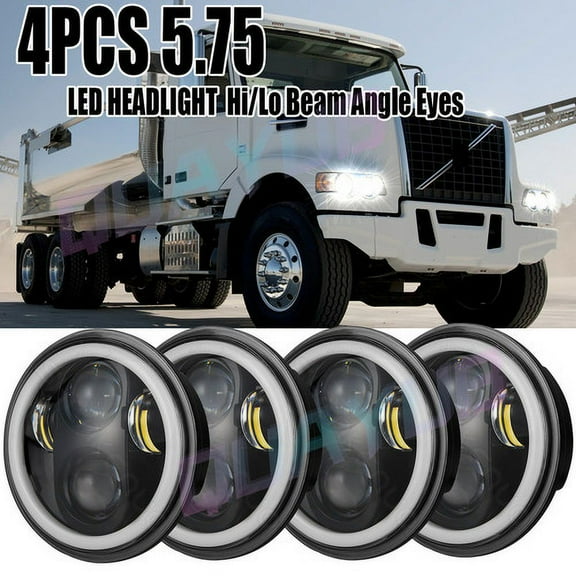 For Volvo VHD 2001-2019 4x 5-3/4" 5.75 Inch LED Projector Headlight Headlamp Kit