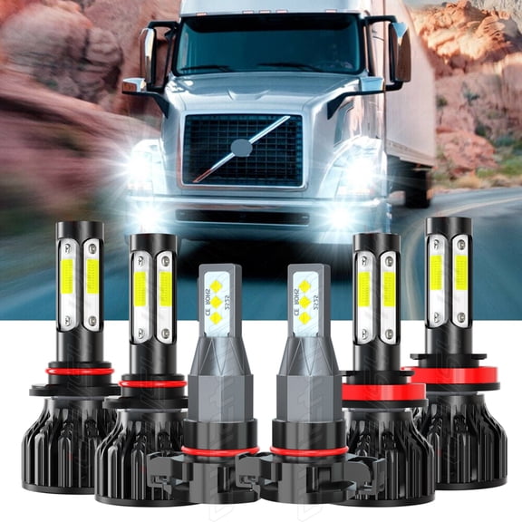 For Volvo VNL VNM 2004-2015 Combo LED Headlight High&Low Beam + Fog Light Bulbs