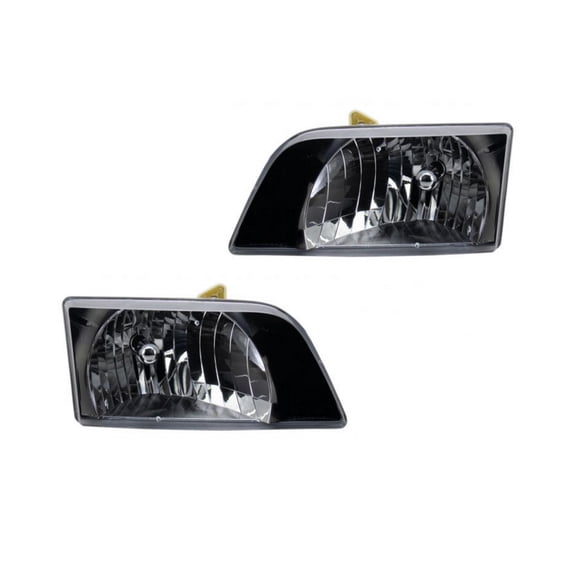 For Volvo VNL/VNM Series Headlight 1996-2003 Driver and Passenger Side | Pair | w/Signal Marker Light | Diamond Design | Black