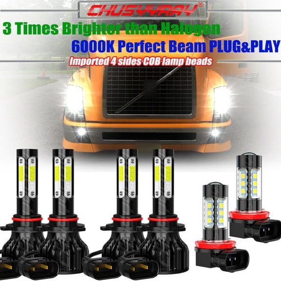 For Volvo VNL VNM630 670 730 780 2004-2015 6000K LED Headlight Bulbs Fog Light