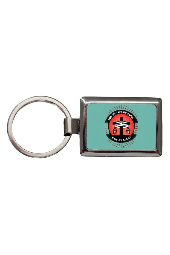 For We Live By Faith Not By Sight Bible Metal Rectangle Keychain