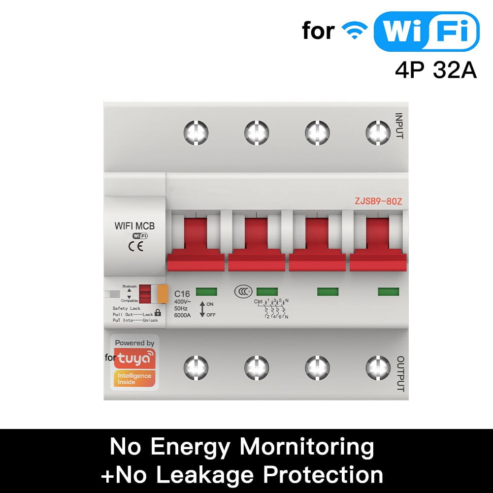For Wifi 4P Smart Circuit Breaker For Tuya Smart Home Circuit Breaker