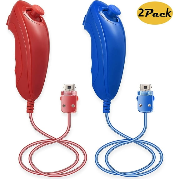 For Wii Nunchuck Controller, LUXMO 2 Pack Nunchuck Controllers Joystick Gamepad for Wii/Wii U Console