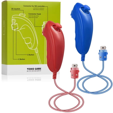 For Wii Nunchuck Controller, LUXMO 2 Pack Nunchuck Controllers Joystick Gamepad for Wii/Wii U Console