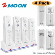 ZMOON INC. For Wii Remote Controller Charger, 4 in 1 Wii Charging Dock Station with 4PCS 2800mAh Rechargeable Batteries for Wii/ Wii U Controller - White