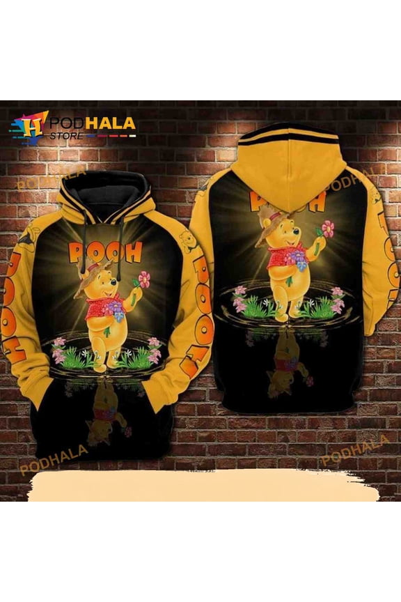 For Winnie The Pooh Lovers Water Reflection Effect Flower Disney 3D Hoodie