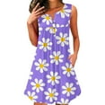 For Women Dresses Sleeveless Round Neck Button Short Print Pocket With
