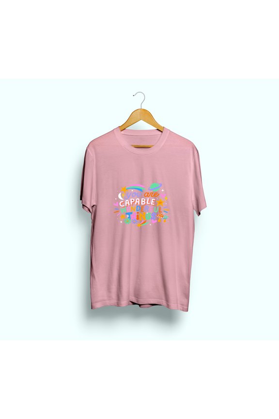 For Women & Men’s Positive encouragement, colorful universe, ability affirmation Graphic Print Short Sleeve T-shirt Collection