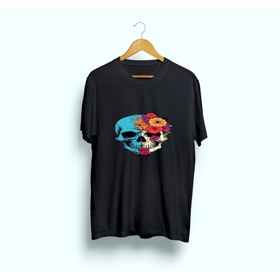 For Women Men’s Short Sleeve T-shirt Skull Flowers Colorful Artistic Graphic Design to Elevate Your Daily Style