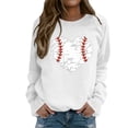 thumbnail image 1 of For Women Women Distressed Baseball Heart Graphic Sweatshirt Long Sleeve Casual Round Neck Pullover Loose Shirt Lightweight Tops, 1 of 3