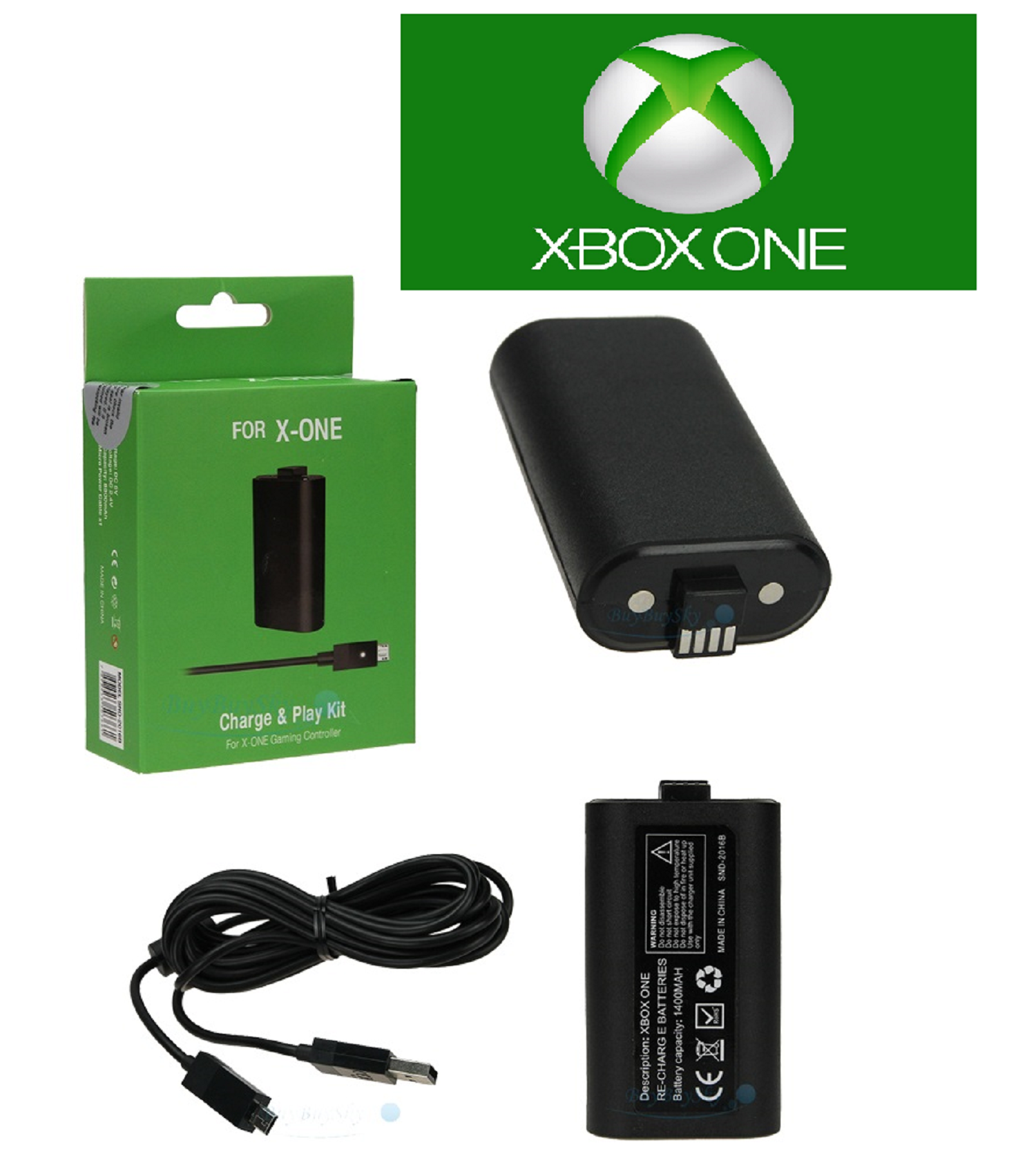 For XBOX ONE Controller Play and Charge Kit Xbox One NEW (1400mAh) (Generic) - image 1 of 1