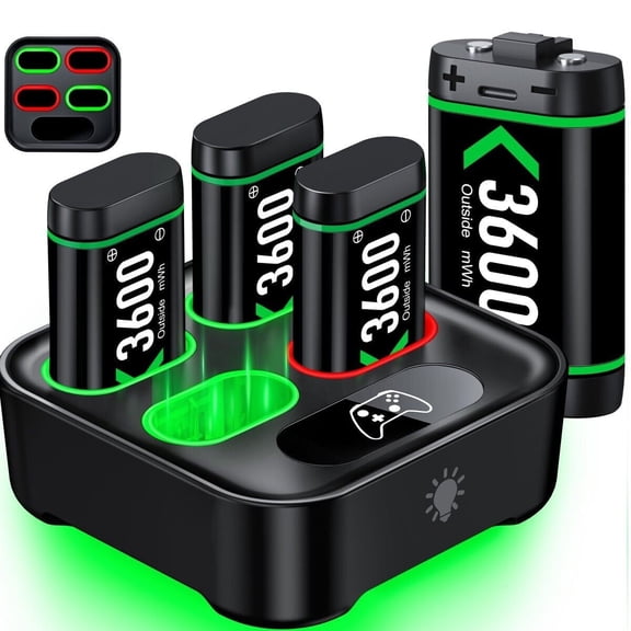 For Xbox One/Series X|S Controller 4*3600mWh Rechargeable Battery +Charger Dock