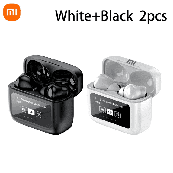 For Xiaomi LX-20 Headphones Wireless Bluetooth 5.4 ANC+ENC TWS Hifi Stereo Earphones Gaming Headset Noise Reduction Sports Earbuds (White Black 2pcs)