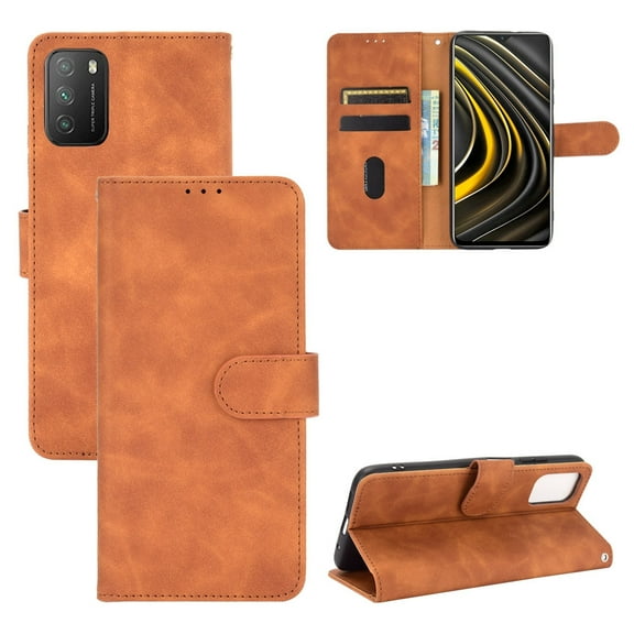 For Xiaomi Poco M3 Solid Color Skin Feel Magnetic Buckle Horizontal Flip Calf Texture PU Leather &