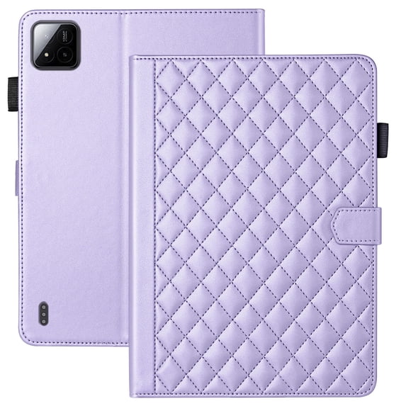 for Xiaomi Poco Pad X1 11.2 inch 2025 Case, Rhombus Pattern Multiple Viewing Angles Stand Slim Folio Cover (Purple)