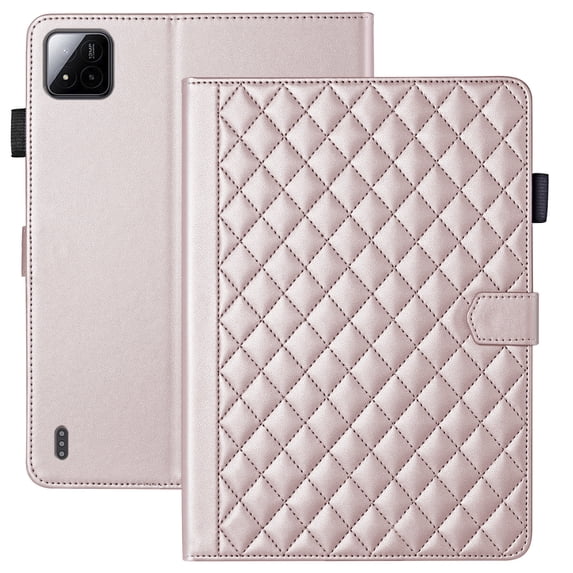 for Xiaomi Poco Pad X1 11.2 inch 2025 Case, Rhombus Pattern Multiple Viewing Angles Stand Slim Folio Cover (Rose Gold)