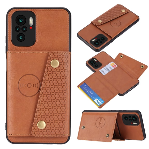 For Xiaomi Redmi Note 10 Double Buckle PU + TPU Shockproof Magnetic Protective Case with Card Slot