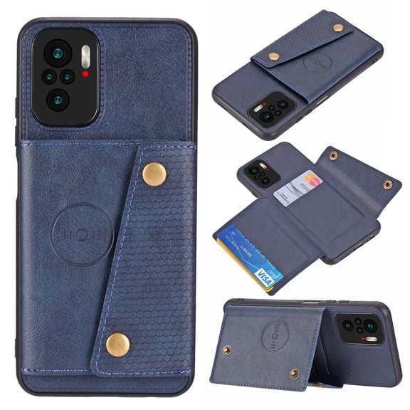 For Xiaomi Redmi Note 10 Double Buckle PU + TPU Shockproof Magnetic Protective Case with Card Slot