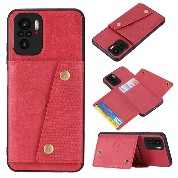 For Xiaomi Redmi Note 10 Double Buckle PU + TPU Shockproof Magnetic Protective Case with Card Slot