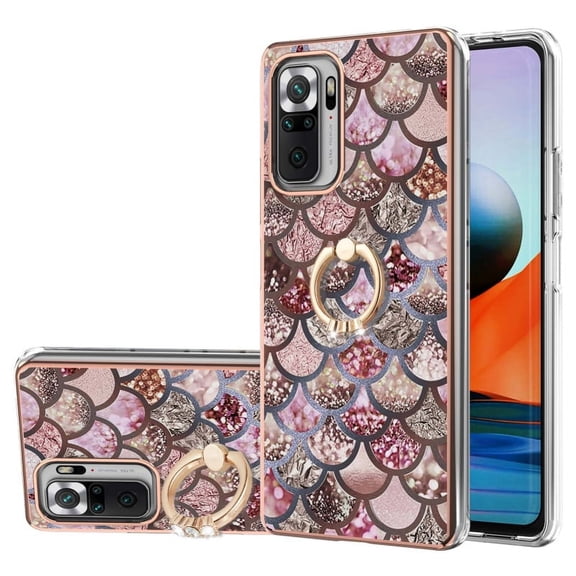 For Xiaomi Redmi Note 10 Pro/ 10 Pro Max Electroplating Pattern IMD TPU Shockproof Case with Ring