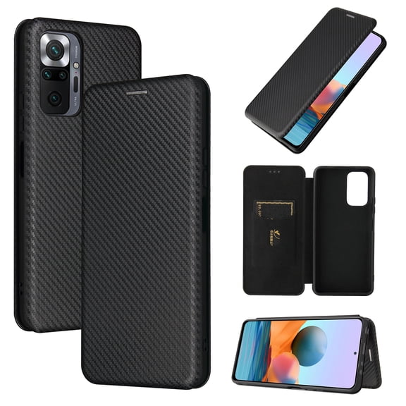 For Xiaomi Redmi Note 10 Pro Max Carbon Fiber Texture Horizontal Flip TPU + PC + PU Leather Case