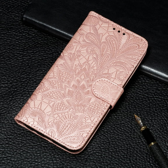 For Xiaomi Redmi Note 9T 5G Lace Flower Embossing Pattern Horizontal Flip Leather Case with Holder