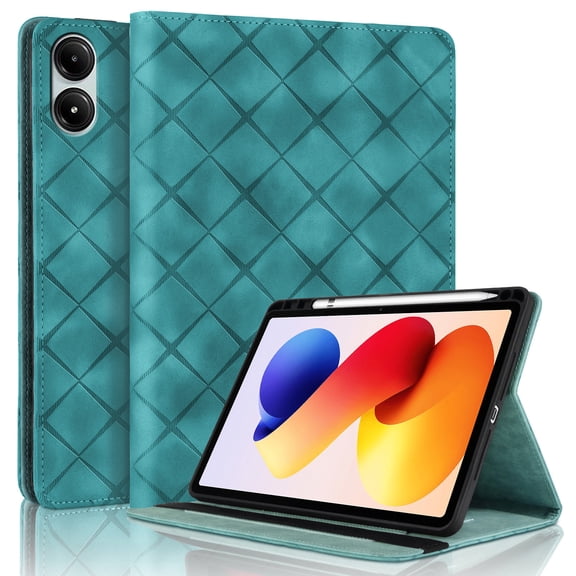 for Xiaomi Redmi Pad 2 2025 11 inch Case, Rhombus Grid Pattern Multiple Viewing Angles Stand Slim Folio Cover (Blue)