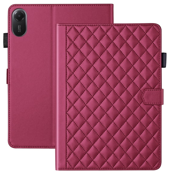 for Xiaomi Redmi Pad 2 2025 11 inch Case, Rhombus Pattern Multiple Viewing Angles Stand Slim Folio Cover (Red)